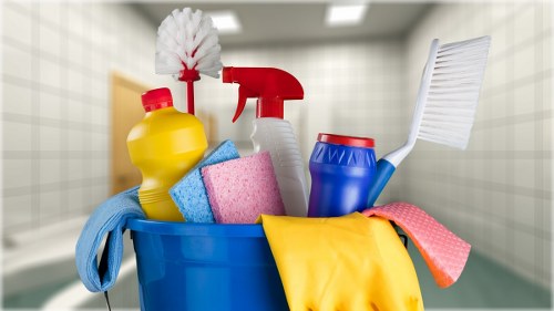 Carpet cleaning technician using safe working practices in a home setting